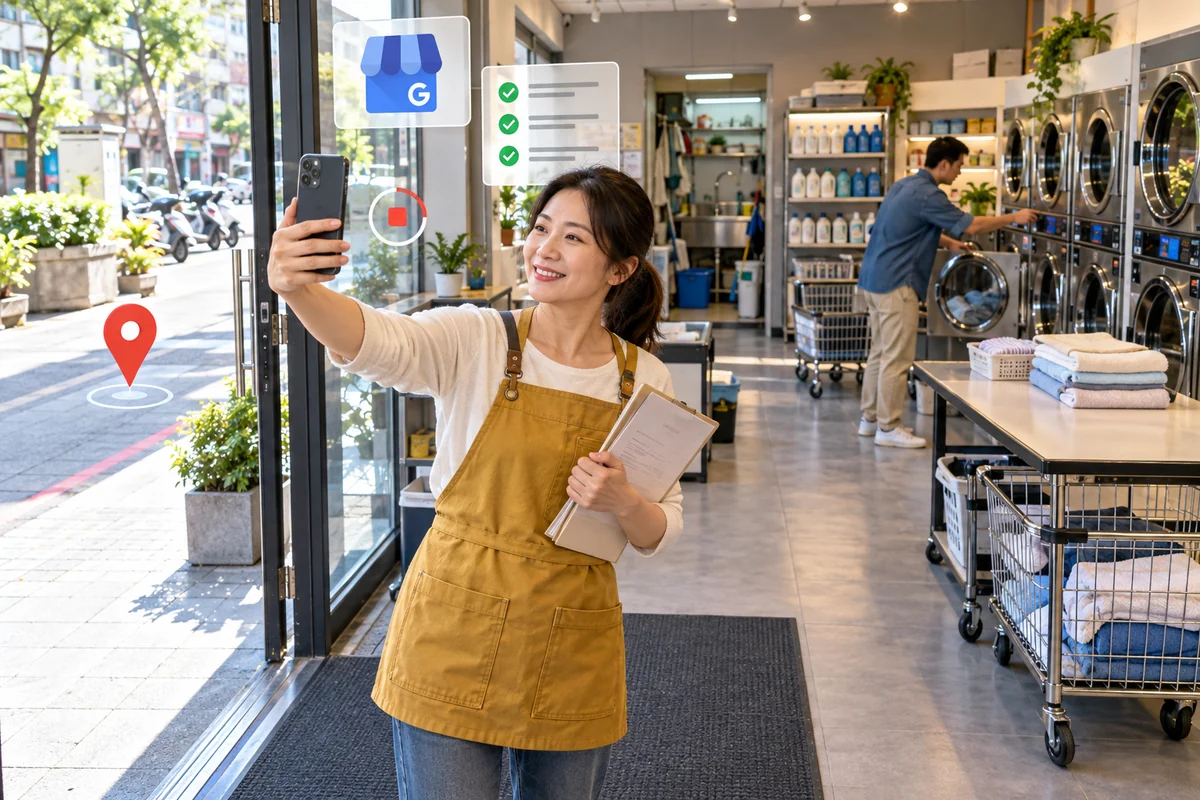 洗衣店業者拍攝現場申請 Google 商家檔案
